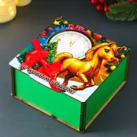 Короб сувенирный, новогодний, подарочный №5 "С Новым Годом" 18х18х9,5 см
