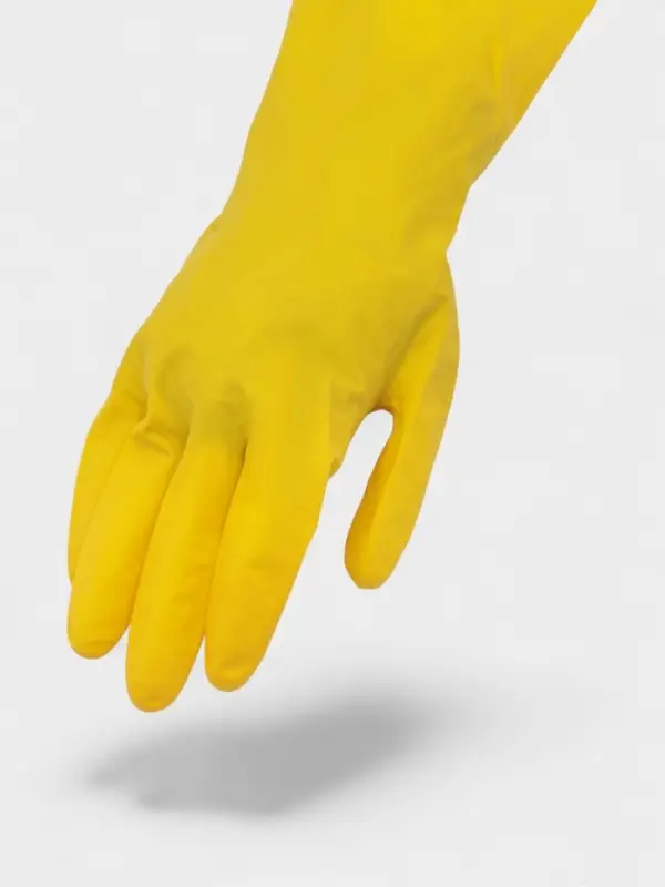 Перчатки хозяйственные Доляна, 2 пары, размер M, ХБ напыление, латексные, жёлтые