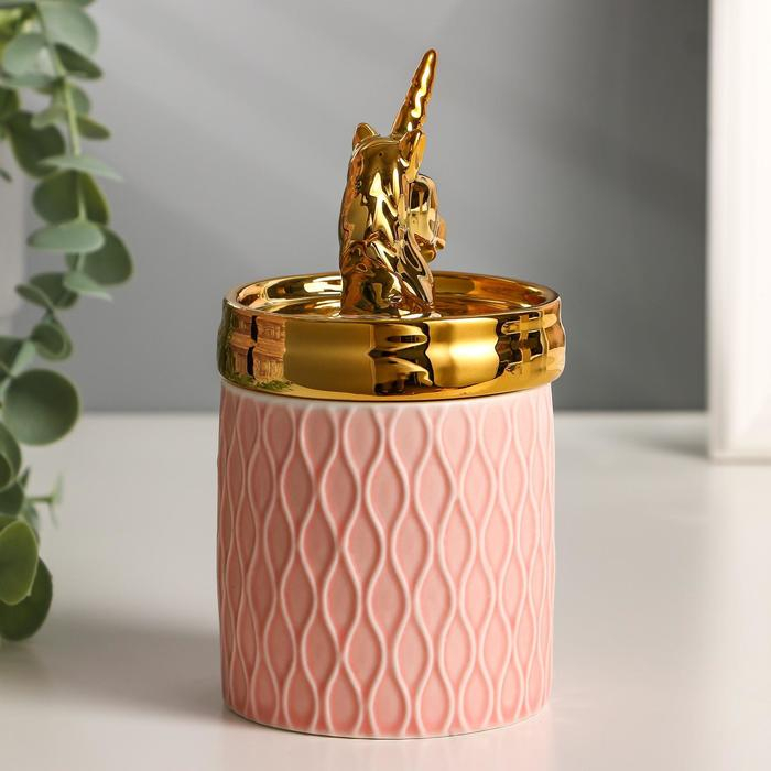 Шкатулка керамика Шкатулка керамика "Золотой единорожек" 14,5х7,5х7,5 см