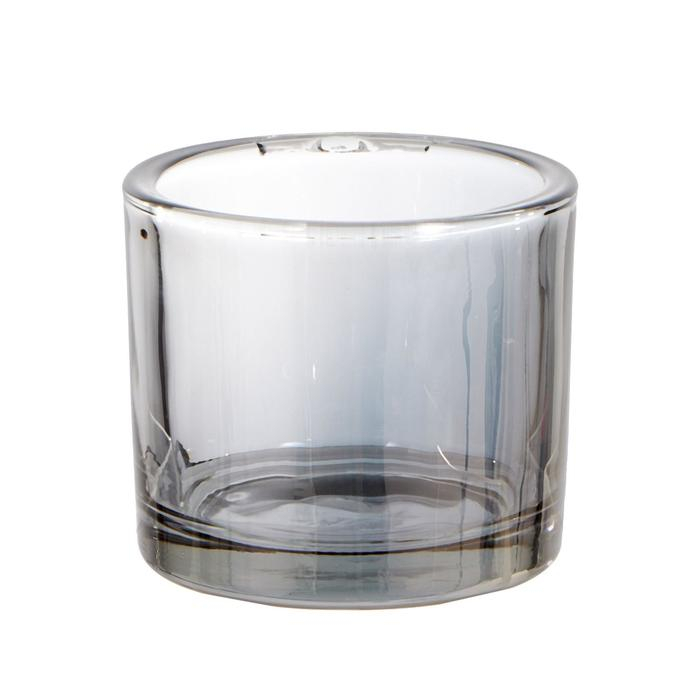 Подсвечник стекло на 1 свечу "Стакан" прозрачный графит 8х9,3х9,3 см