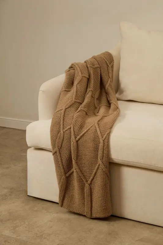 Плед Curve Verve, бежевый меланж