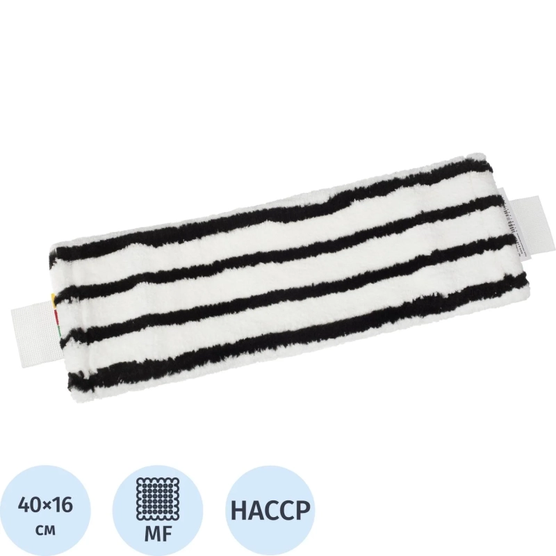 Насадка МОП плоск 40х16 см микроф+жестк абр ухо+карм бел с черн пол MF2126