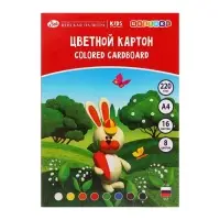 Картон цветной &laquo;ЗХК. Цветик&raquo;, А4, 16 листов, 8 цветов, немелованный, МИКС