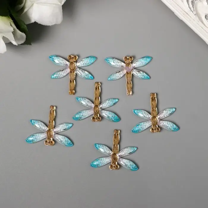 Декор для творчества пластик  Декор для творчества пластик "Стрекоза с голубыми крыльями" 2,7х3,2 см