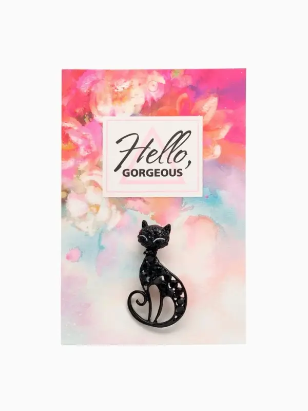 Брошь &laquo;Кошка&raquo;, грациозная, чёрная