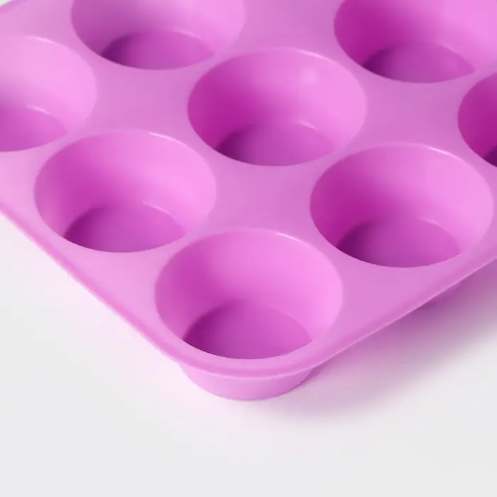 Форма для выпечки Доляна &laquo;Круг&raquo;, силикон, 29&times;22&times;3 см, 12 ячеек, d=6.5 см, розовая