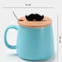Кружка с ложкой &laquo;Мистер&raquo;, 380 мл, керамика, голубая