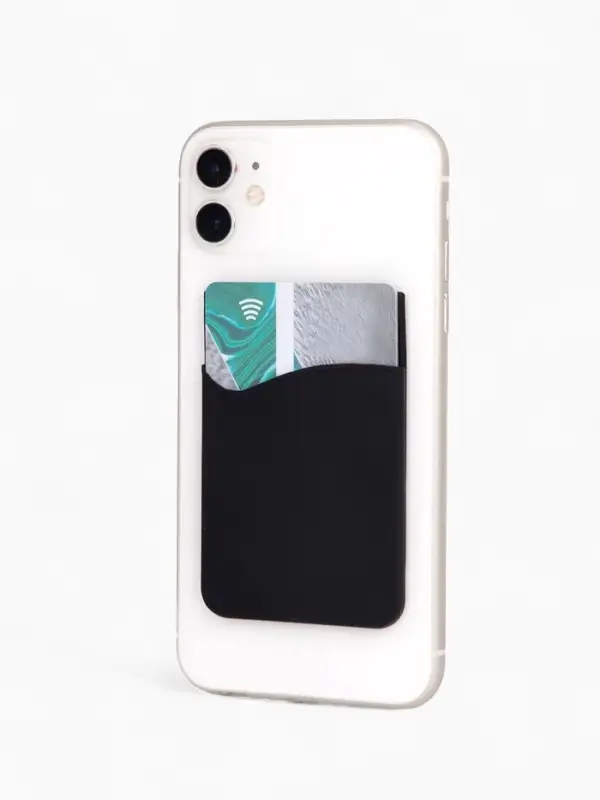 Картхолдер на телефон клеящийся, силиконовый, чёрный