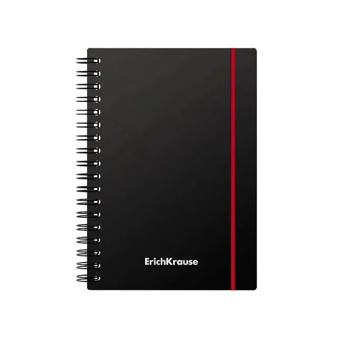 Тетрадь на спирали ErichKrause. Accent А6, 80 листов, в клетку, пластиковая обложка, на резинке, блок офсет, МИКС