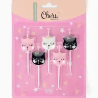 Набор свечей для торта «Котенок Принцесса», металлик, 6 см, 5 шт Набор свечей для торта «Котенок Принцесса», металлик, 6 см, 5 шт