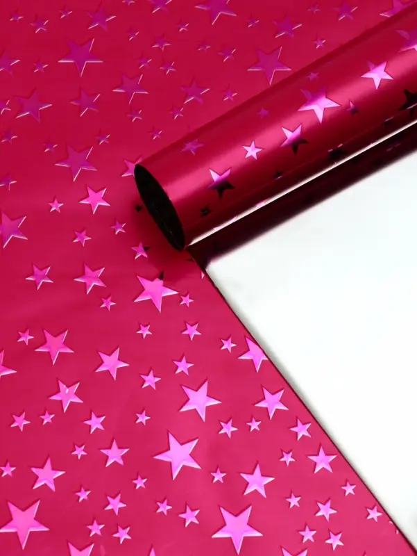 Пленка голография «Звёзды» розовый 70×100 см