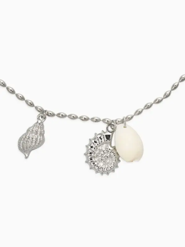 Колье "Летний вайб" морское дно, цвет белый в серебре