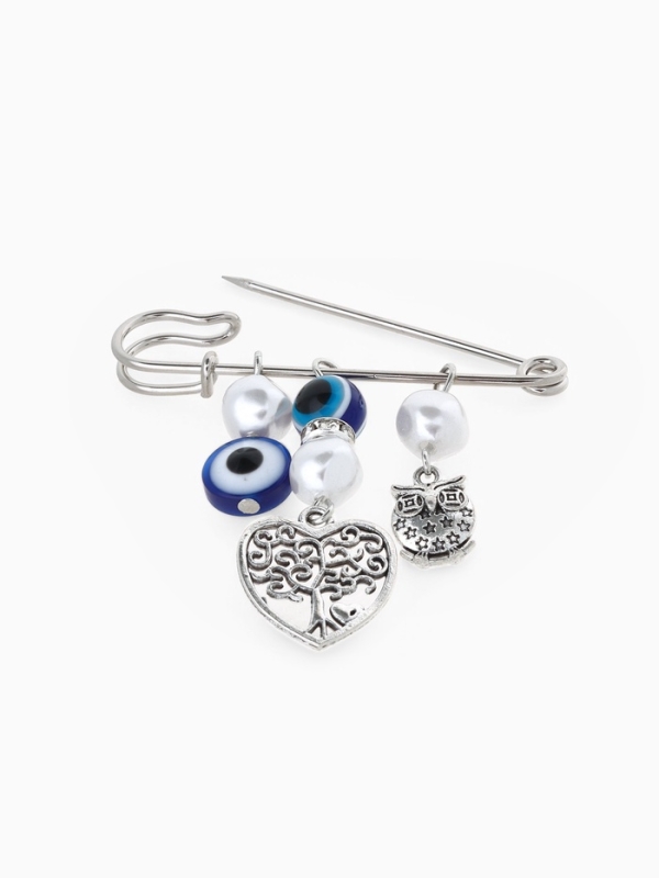 Булавка-оберег «Дерево семейного счастья», 5см, цвет синий в серебре