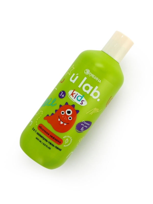 Детский шампунь-гель-пена 3в1 «Монстрики», 400 мл, аромат сладкая яблочная зефирка, ULAB Детский шампунь-гель-пена 3в1 «Монстрики», 400 мл, аромат сладкая яблочная зефирка, ULAB