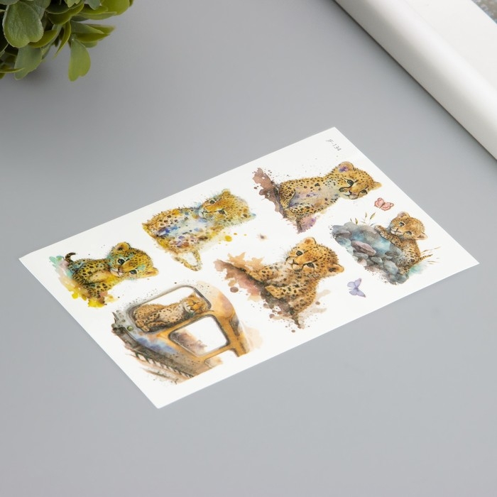 Татуировка на тело фосфорные с блёстками Татуировка на тело фосфорные с блёстками "Леопард" 7,5х12 см