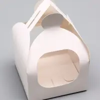 Коробка под бенто - торт с окном, белая, 14×14×12 см