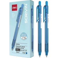 Ручка шариковая автомат. Deli SCRIVIN EQ105-BL,пул.нак 0,5,тонир корп,син