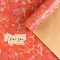 Бумага упаковочная крафтовая «Сердца», 50 х 70 см Бумага упаковочная крафтовая «Сердца», 50 х 70 см