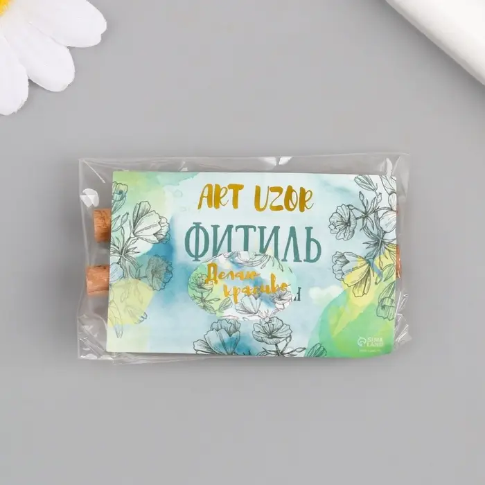 Фитиль для свечи дерево с металлическим держателем, круглый, набор 2 шт., 0.6&times;6.5 см