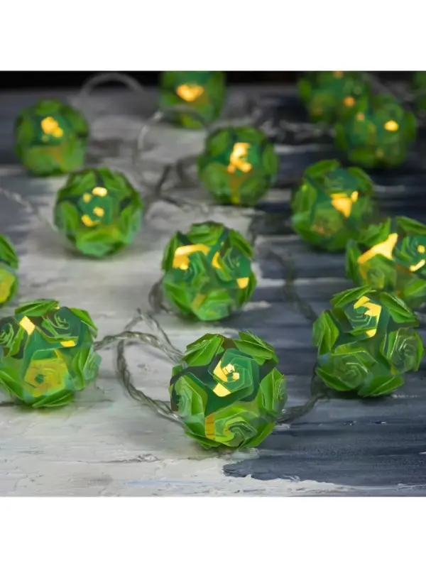 Гирлянда &laquo;Нить&raquo; 4.5 м с насадками &laquo;Цветочные шары&raquo;, IP20, прозрачная нить, 15 LED, свечение зелёное, 220 В