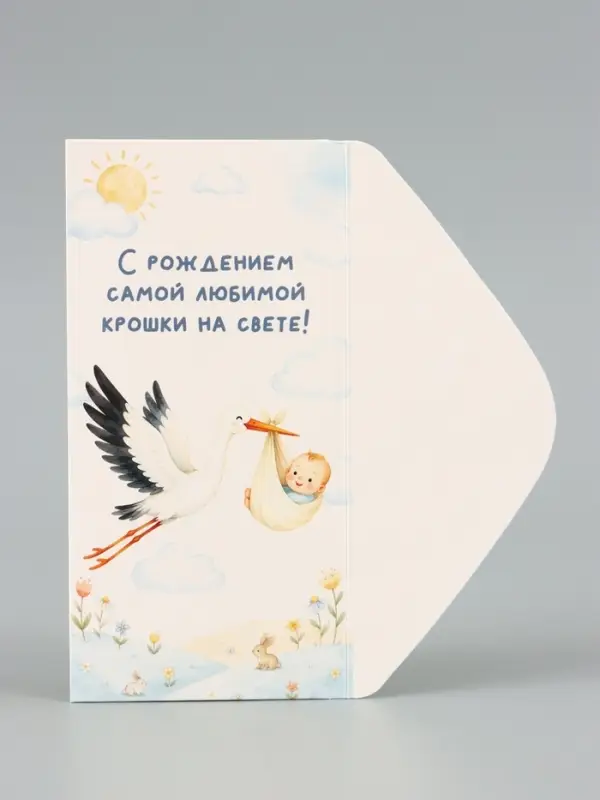 Конверт для денег &laquo;С рождением крошки&raquo;, аист, 16.5&times;8 см