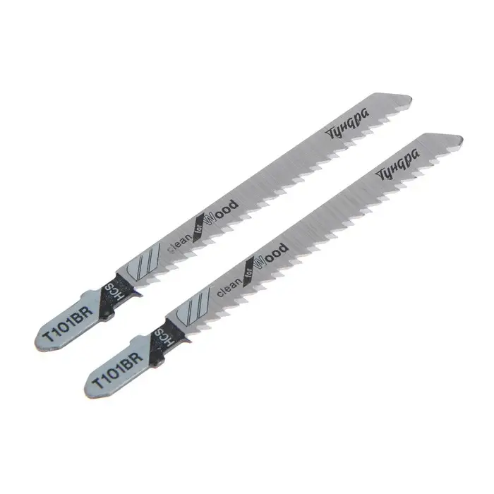 Пилки для лобзиков ТУНДРА, по дереву, чистый прямой рез, HCS, 75/100&times;2.5 мм, 2 шт.