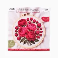 Вышивка гладью 20х20 см "Великолепие пионов"