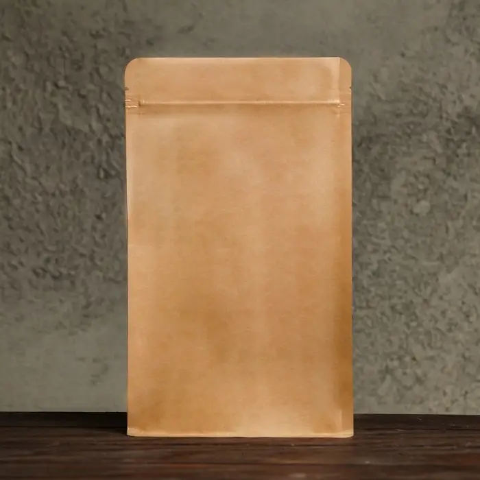 Пакет Zip - lock, крафт, с плоским дном, прямоугольное окно, 14×24 см