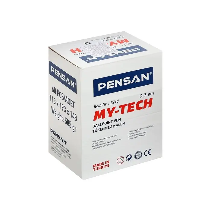 Ручка шариковая масляная Pensan My-Tech, узел-игла 0.7 мм, чернила синие + дисплей
