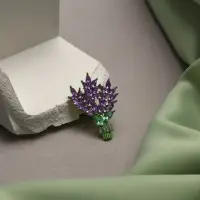 Брошь &laquo;Букет&raquo;, лаванды, сиреневая в золоте