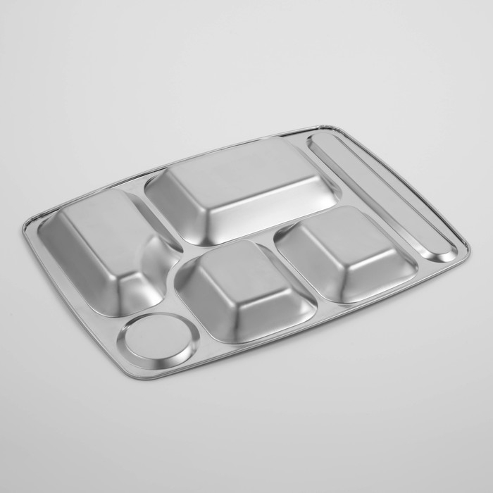 Поднос из нержавеющей стали, 6 секций, 35×26×2 см
