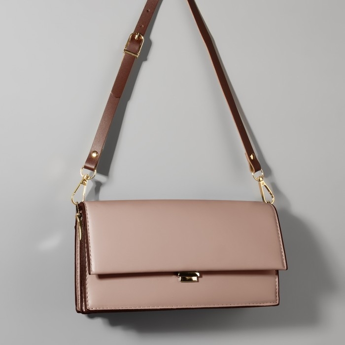 Ручка для сумки из натуральной кожи, регулируемая, с карабинами, 60 ± 2 см × 1,2 см, цвет коричневый/золотой Ручка для сумки из натуральной кожи, регулируемая, с карабинами, 60 ± 2 см × 1,2 см, цвет коричневый/золотой