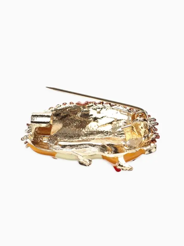 Брошь &laquo;Ежик&raquo; с цветами, цвет коричнево-оранжевый в золоте