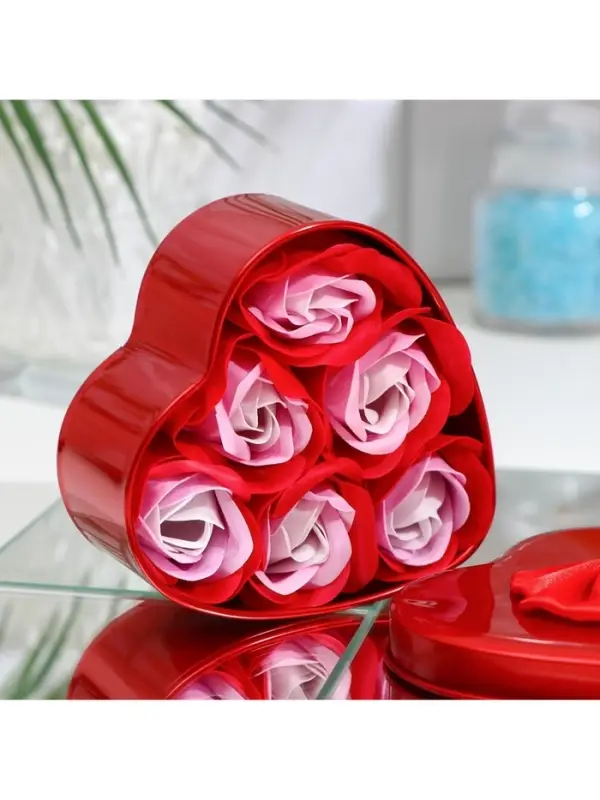 Мыльные розочки, трёхцветные, набор 6 шт., в коробке