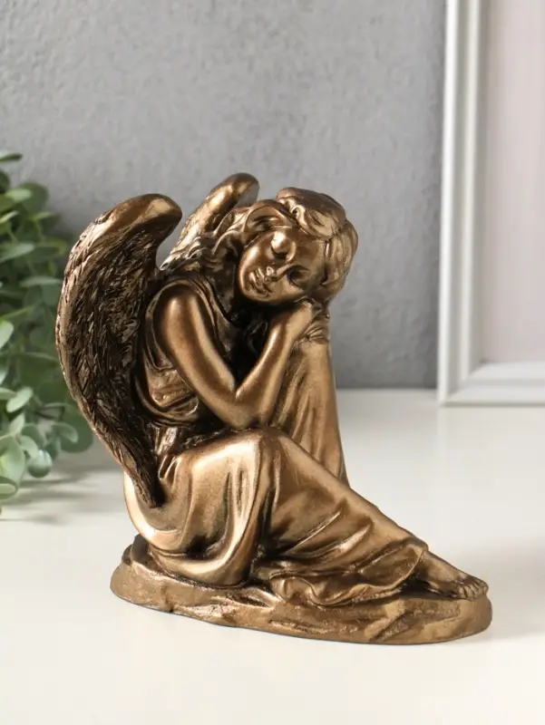 Фигурка гипс &laquo;Ангел на скале спит&raquo;, 16 см, бронза