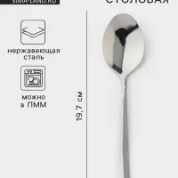 Ложка столовая &laquo;Торжество&raquo;, длина 19.7 см, толщина 2 мм, цвет серебряный