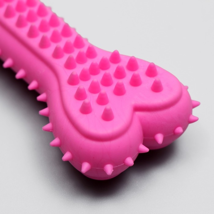 Игрушка жевательная литая Игрушка жевательная литая "Кость для массажа", 11 х 4 х 2 см, розовая