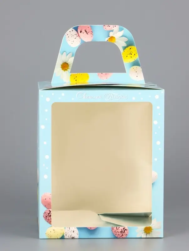 Коробка подарочная пасхальная с окном &laquo;Небесная голубая&raquo; 15&times;15&times;18 см