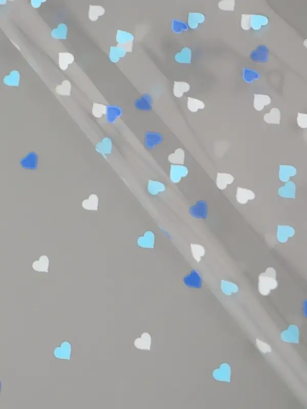 Пленка для цветов "Сердечки конфетти", лаванда, 0,7 х 7,6 м, 40 мкм, 200 гр