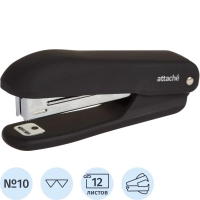 Степлер Attache Comfort&nbsp; до 12 лист., soft touch покрыт,черн,№10 антистеп
