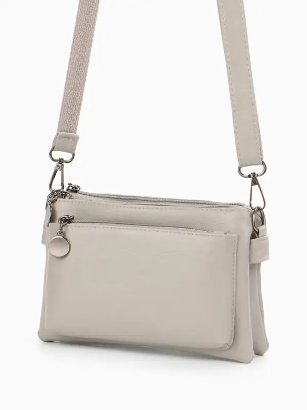 Сумка женская кросс-боди на молнии, 20.5&times;2&times;13 см, серая