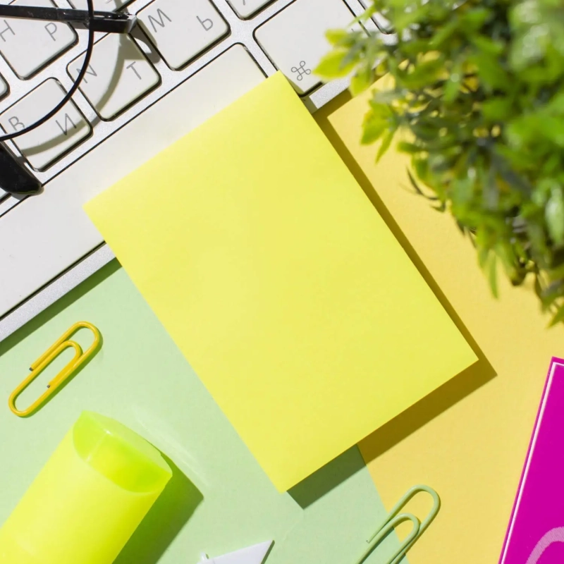 Стикеры Attache с клеев. краем 76х51, неон, желтый 100л