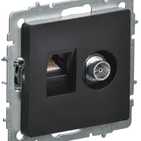 BRITE Розетка двойная TV+RJ45 кат.5E РТВ/РК12-БрЧ черный