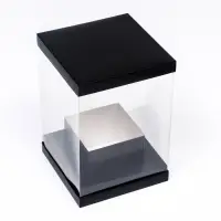 Коробка для цветов с вазой и PVC окнами, складная, 16&times;23&times;16 см, чёрный