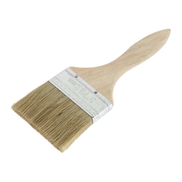 Кисть плоская ЛОМ, натуральная щетина, деревянная рукоятка, 3 Кисть плоская ЛОМ, натуральная щетина, деревянная рукоятка, 3", 75 мм