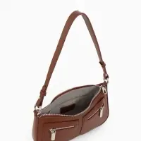 Сумка женская багет TEXTURA на молнии, 21&times;6&times;13 см, коричневая