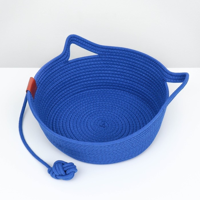 Экологичный лежак для животных (хлобчатобумажный),  35 х 35 х 12 см, вес до 5 кг, синий Экологичный лежак для животных (хлобчатобумажный),  35 х 35 х 12 см, вес до 5 кг, синий