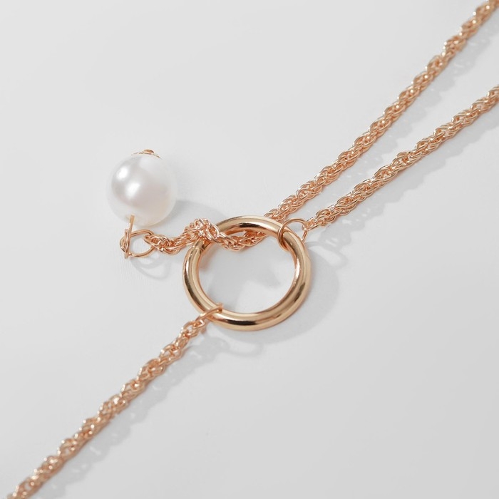 Кулон «Эстетика» на кольце, цвет белый в золоте, L=65 см