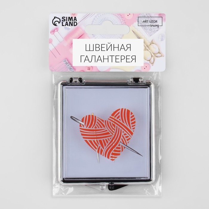 Игольница магнитная «Сердце», с иглами, 7 × 8 см, цвет чёрный Игольница магнитная «Сердце», с иглами, 7 × 8 см, цвет чёрный