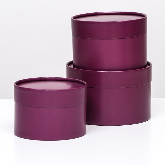 Набор шляпных коробок 3 в 1, темно-сиреневый, 16 х 10,5 х 9,13 х 8,5 см Набор шляпных коробок 3 в 1, темно-сиреневый, 16 х 10,5 х 9,13 х 8,5 см